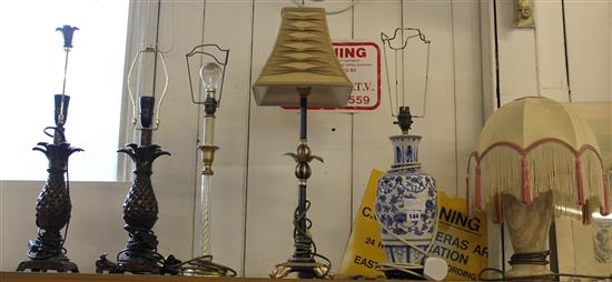 6 various table lamps